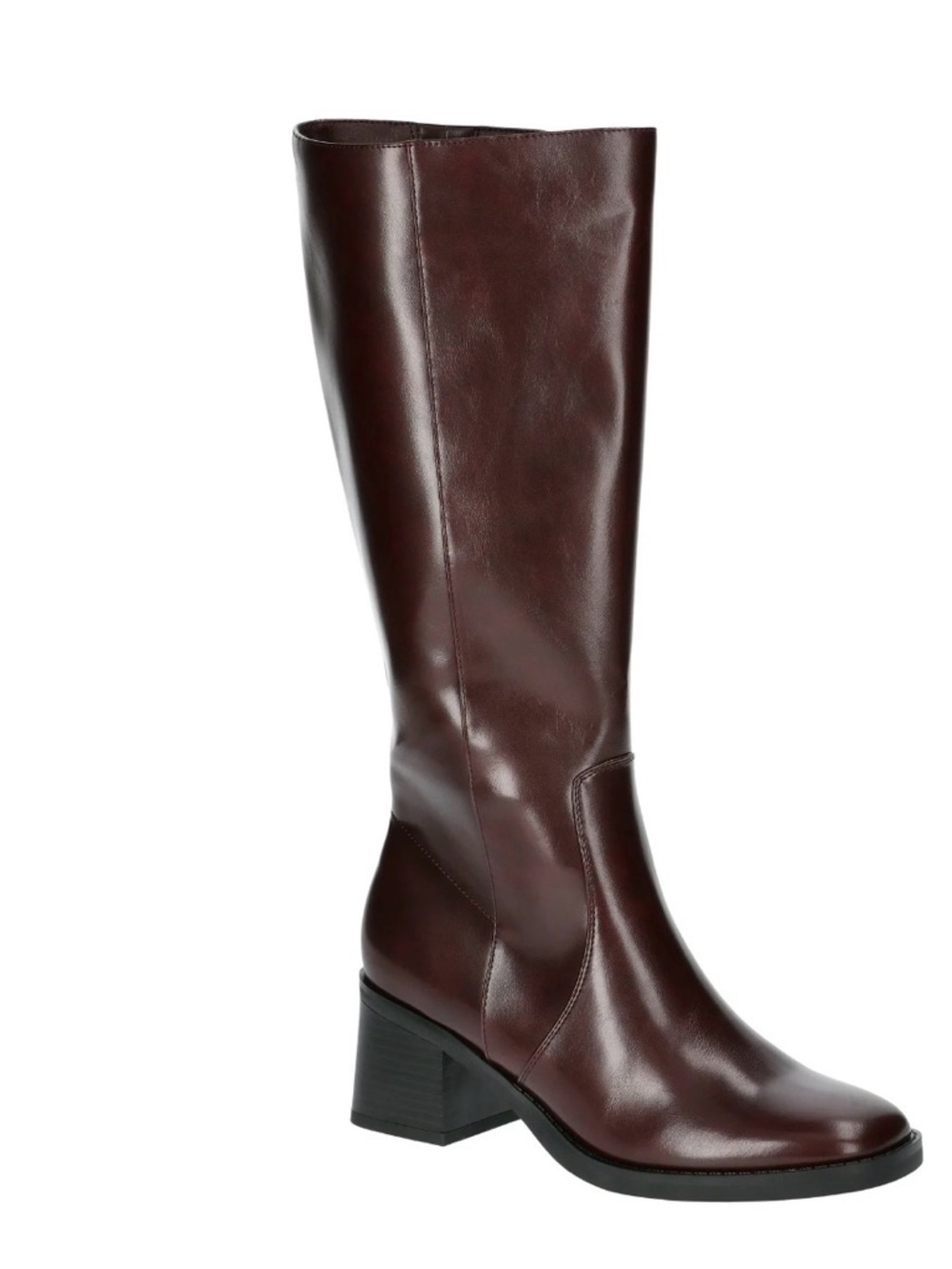 NWT No Boundaries Burgundy Knee High‎ Boots Size 9 Block Heel Side Zip
